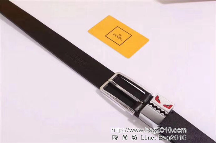 FENDI芬迪 原單正品 小怪獸皮帶系列 小怪獸琺瑯滴膠針扣 小牛皮男士皮帶  xfp1334